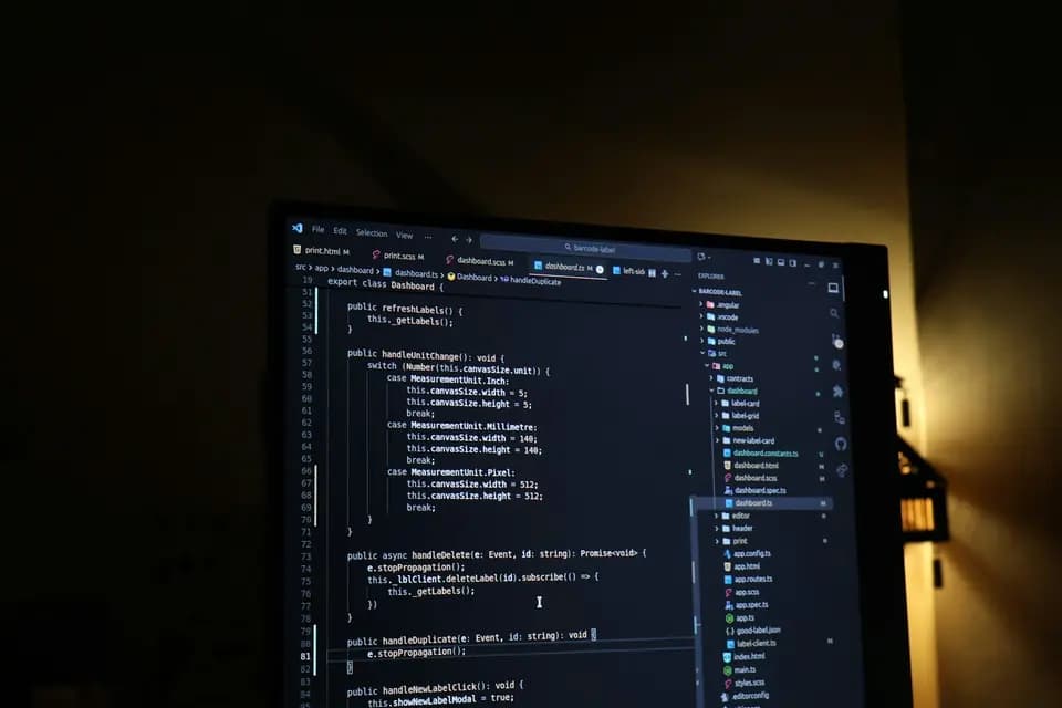 A screen filled with lines of source code