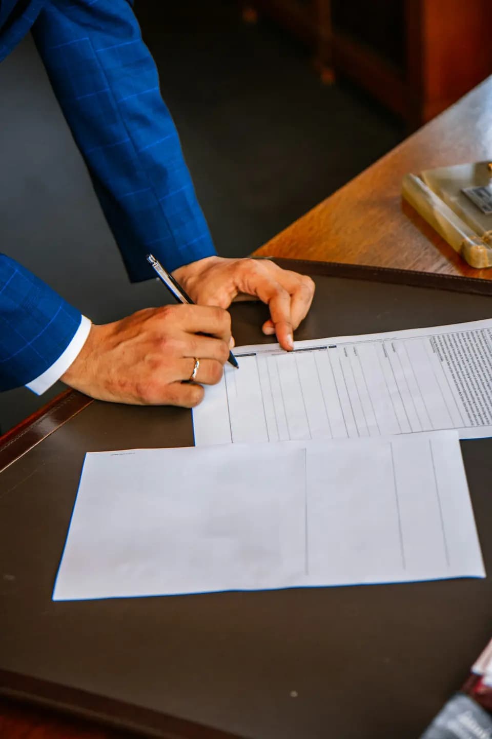 A close view of a form being filled in